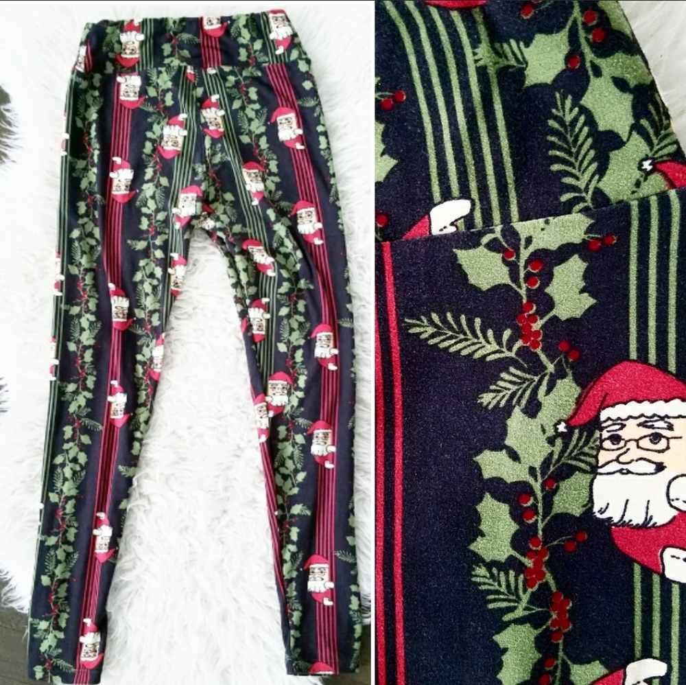 LuLaRoe Christmas Santa Holly Leggings